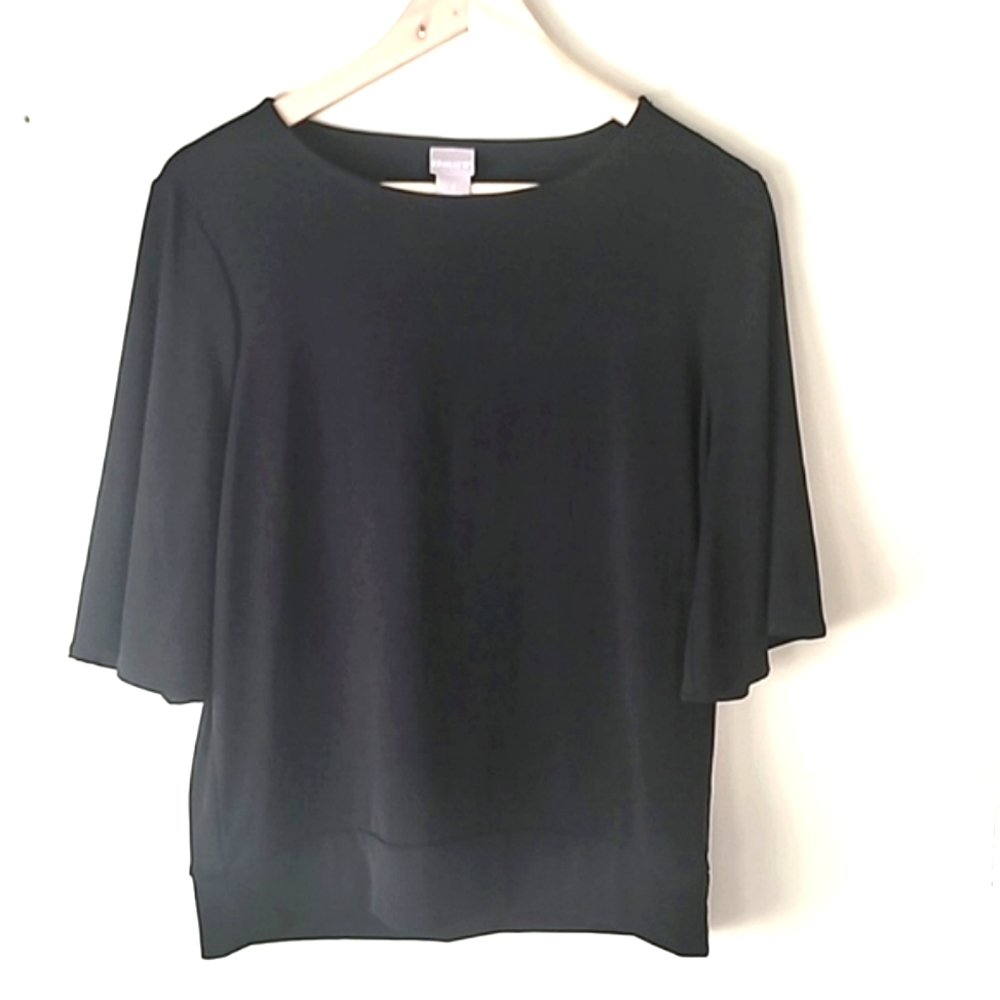 SLINKY TRAVELER STRETCH ROUND NECK TOP SZ M